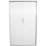 STEELCO TAMBOUR DOOR CABINET 3 SHELVES 1200 X 900 X 463MM WHITE SATIN