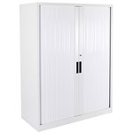 STEELCO TAMBOUR DOOR CABINET 3 SHELVES 1320 X 900 X 463MM SILVER GEY