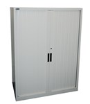 STEELCO TAMBOUR DOOR CABINET 3 SHELVES 1320 X 900 X 463MM WHITE SATIN