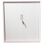 STEELCO TAMBOUR DOOR CABINET 5 SHELVES 2000 X 1200 X 463MM WHITE SATIN