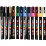 POSCA PC3M PAINT MARKER BULLET FINE 13MM ASSORTED PACK 12