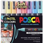 POSCA PC5M PAINT MARKER BULLET MEDIUM 25MM ASSORTED PASTEL COLOURS PACK 8