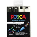 POSCA PC7M PAINT MARKER BULLET BOLD 55MM BLACK AND WHITE PACK 4