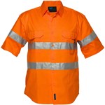 PRIME MOVER MA192 COTTON DRILL SHIRT REGULAR WEIGHT SHORT SLEEVE WITH TAPE ORANGE