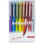 ARTLINE 200 FINELINER PEN 04MM BRIGHT ASSORTED PACK 8
