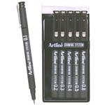 ARTLINE 230 TECHNICAL DRAWING SYSTEM PEN 0108MM BLACK WALLET 6