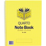 SPIRAX 593 NOTEBOOK 8MM RULED SPIRAL BOUND SIDE OPEN 120 PAGE QUARTO 252 X 200MM