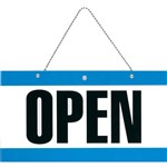 HEADLINE SIGN OPENCLOSED WITH CHAIN 275 X 150MM BLUEBLACKWHITE