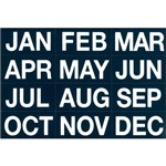QUARTET MONTHS SET MAGNETIC WHITE ON BLACK PACK 12