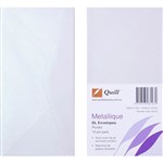 QUILL DL METALLIQUE ENVELOPES PLAINFACE STRIP SEAL 80GSM 110 X 220MM PERIDOT PACK 10