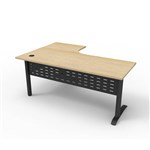 RAPID SPAN DELUXE CORNER WORKSTATION METAL MODESTY PANEL 1800 X 1200 X 730MM NATURAL OAKBLACK