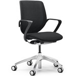 GIROFLEX 313 TASK CHAIR WITH SELFADJUSTING SYNCHRONISED MECHANISM BLACK FRAME PEARL METALIC ALUMINIUM BASE IN GAJA CLASSIC BLACK