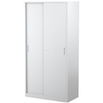 STEELCO SLIDING DOOR CABINET 3 SHELVES 1830 X 914 X 465MM WHITE SATIN