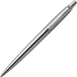 PARKER JOTTER BALLPOINT PEN MEDIUM BLUE INK STAINLESS STEEL CHROME TRIM GIFT BOX