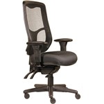 ERGOSELECT SWIFT ERGONOMIC CHAIR HIGH MESH BACK 3 LEVER SEAT SLIDE BLACK NYLON BASE ADJUSTABLE ARMS BLACK