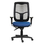 ERGOSELECT SWIFT ERGONOMIC CHAIR HIGH MESH BACK 3 LEVER SEAT SLIDE BLACK NYLON BASE ADJUSTABLE ARMS BLUE