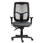 ERGOSELECT SWIFT ERGONOMIC CHAIR HIGH MESH BACK 3 LEVER SEAT SLIDE BLACK NYLON BASE ADJUSTABLE ARMS GREY