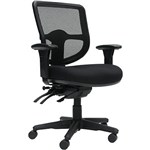 ERGOSELECT SWIFT ERGONOMIC CHAIR MEDIUM MESH BACK 3 LEVER SEAT SLIDE BLACK NYLON BASE ADJUSTABLE ARMS BLACK
