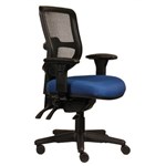 ERGOSELECT SWIFT ERGONOMIC CHAIR MEDIUM MESH BACK 3 LEVER SEAT SLIDE BLACK NYLON BASE ADJUSTABLE ARMS BLUE