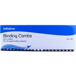 INITIATIVE PLASTIC BINDING COMB ROUND 21 LOOP 8MM A4 BLACK BOX 100
