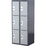 STEELCO SCHOOL HEAVY DUTY LOCKER 3 DOOR BANK OF 2 380MM DARKLIGHT GREY