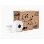 LIVI ESSENTIALS JUMBO ROLL TOILET EMBOSSED 2 PLY 300M CARTON 8
