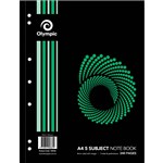 OLYMPIC SL865 SPIRAL 5SUBJECT NOTEBOOK 8MM RULED 240 PAGE 55GSM A4 PACK 5