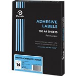 OLYMPIC ADHESIVE LABELS 14UP 98 X 38MM WHITE BOX 100