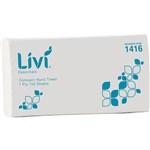 LIVI ESSENTIALS COMPACT HAND TOWEL 1 PLY 150 SHEET 200 X 250MM CARTON 16