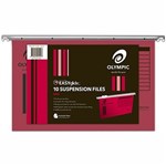 OLYMPIC 100 RECYCLED EASY GLIDE SUSPENSION FILES FOOLSCAP RED PACK 10