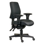 ERGOSELECT SPARK ERGONOMIC CHAIR MEDIUM BACK 3 LEVER SEAT SLIDE BLACK NYLON BASE ADJUSTABLE ARMS BLACK