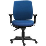 ERGOSELECT SPARK ERGONOMIC CHAIR MEDIUM BACK 3 LEVER SEAT SLIDE BLACK NYLON BASE ADJUSTABLE ARMS BLUE
