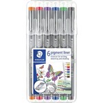 STAEDTLER 308 PIGMENT LINER 05MM NIB ASSORTED PACK 6