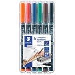 STAEDTLER 313 LUMOCOLOR PERMANENT MARKER BULLET 04MM ASSORTED WALLET 6