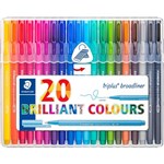 STAEDTLER 338 TRIPLUS BROADLINER FIBRE TIP PENS 08MM ASSORTED PACK 20