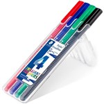 STAEDTLER 338 TRIPLUS BROADLINER FIBRE TIP PENS 08MM ASSORTED PACK 4