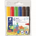 STAEDTLER 340 NORIS CLUB JUMBO FIBRE TIP PENS 30MM ASSORTED WALLET 6