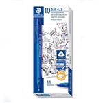 STAEDTLER 423 TRIANGULAR RETRACTABLE BALLPOINT PEN MEDIUM BLUE BOX 10