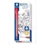 STAEDTLER 423 TRIANGULAR RETRACTABLE BALLPOINT PEN FINE RED BOX 10