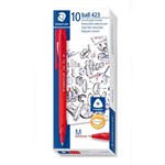 STAEDTLER 423 TRIANGULAR RETRACTABLE BALLPOINT PEN MEDIUM RED BOX 10