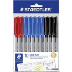 STAEDTLER 430 STICK BALLPOINT PEN MEDIUM ASSORTED PACK 10