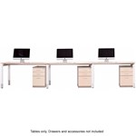 OBLIQUE HEIGHT ADJUSTABLE 3 PERSON STRAIGHT DESK 5400 X 750 X 720MM SNOW MAPLE