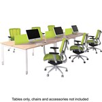 OBLIQUE HEIGHT ADJUSTABLE 6 PERSON BACK TO BACK DESK 3600 X 1500 X 720MM SNOW MAPLE