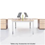 OBLIQUE HEIGHT ADJUSTABLE 2 PERSON CORNER WORKSTATION FIXED PEDESTAL 30001500 X 600500 X 720MM SNOW MAPLE