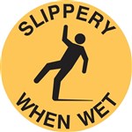 BRADY SAFETY FLOOR MARKER SLIPPERY WHEN WET SIGN