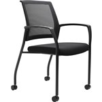URBIN MESH BACK MULTIPURPOSE STACKABLE CHAIR ARMS CASTORS BLACK