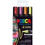 POSCA PC5M PAINT MARKER BULLET MEDIUM 25MMM ASSORTED FLUORO PACK 4
