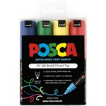 POSCA PC8K PAINT MARKER CHISEL BROAD 8MM ASSORTED PACK 4