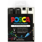 POSCA PC8K PAINT MARKER CHISEL BROAD 8MM BLACK  WHITE PACK 4