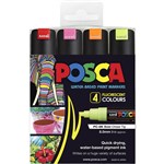 POSCA PC8K PAINT MARKER CHISEL BROAD 8MM ASSORTED FLUORO PACK 4